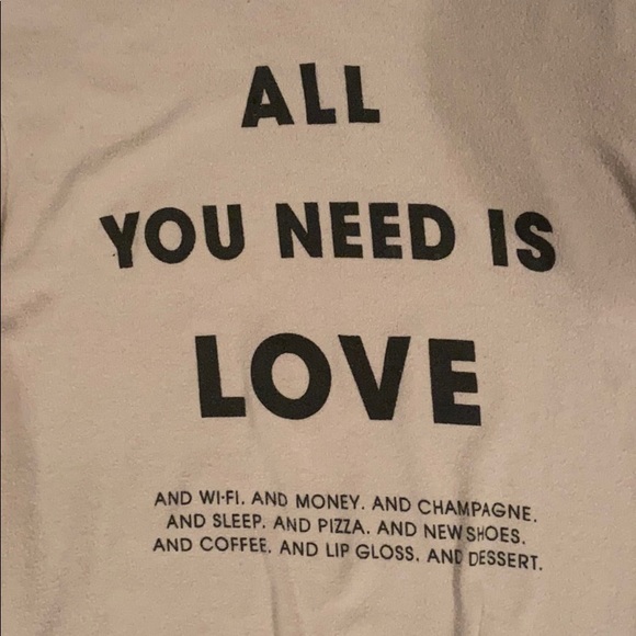 Wildfox “ALL YOU NEED IS LOVE” Long Sleeve Shirt - Picture 2 of 3